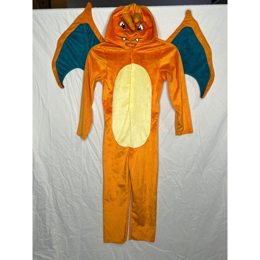 Pokémon Charizard Hooded One Piece Costume Detachable Wings Kids Size S 4-6